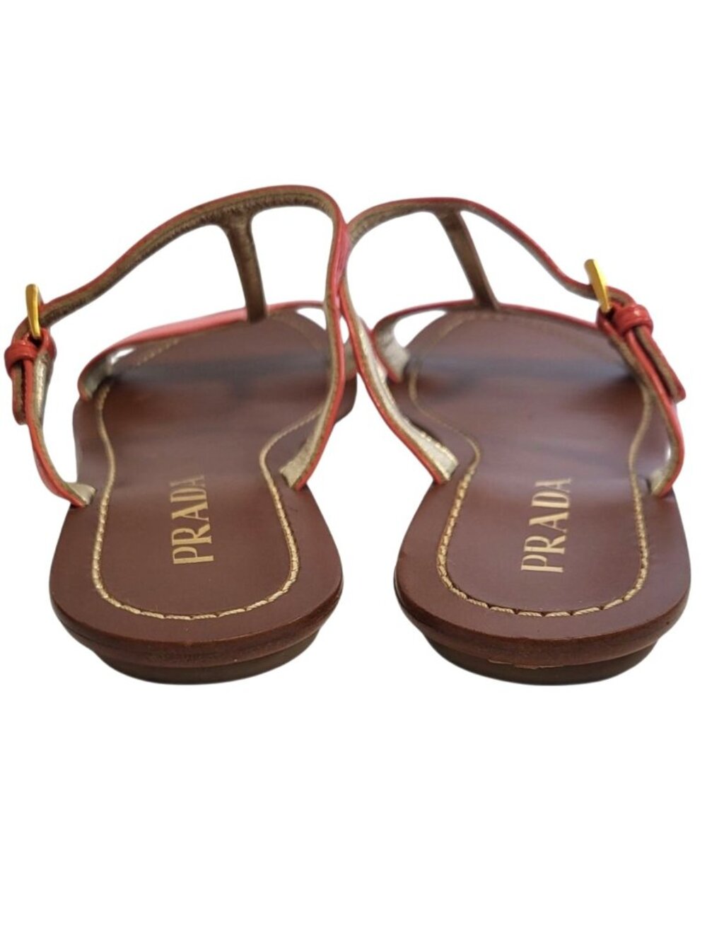 Prada T-Strap Sandal Coral Pink Patent Leather Flats COA - Picture 9 of 16